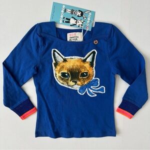 Mim-Pi Blue Cat Long Sleeve Tee Size 4 years (104)